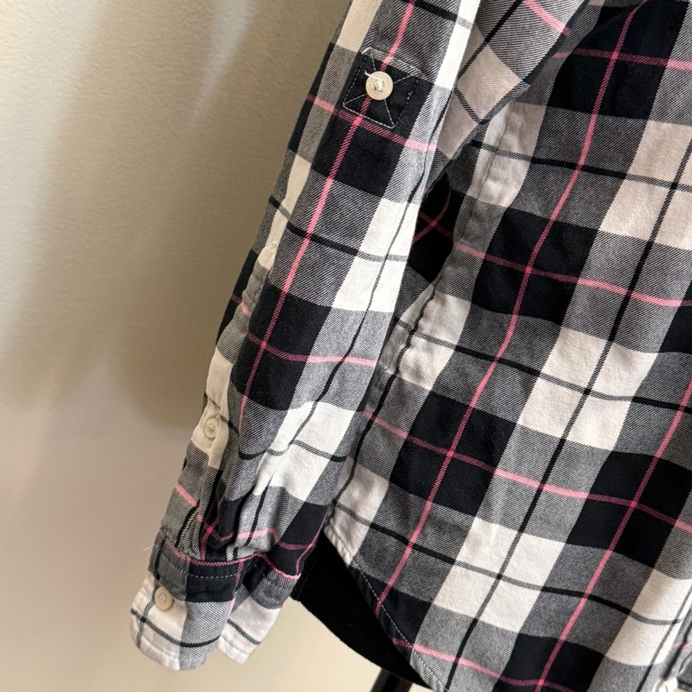 Lauren Ralph Lauren Womens M Black Pink Plaid Flannel Shirt Outdoor Preppy Check - Picture 7 of 11